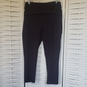VOGO Athletica Red Wine Fold-Over Waist Leggings New Size L